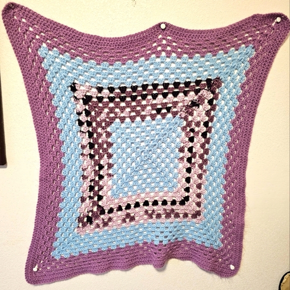 Homemade Purple and Blue colored baby Afhan blanket approximately 35" x 35" - Picture 1 of 4